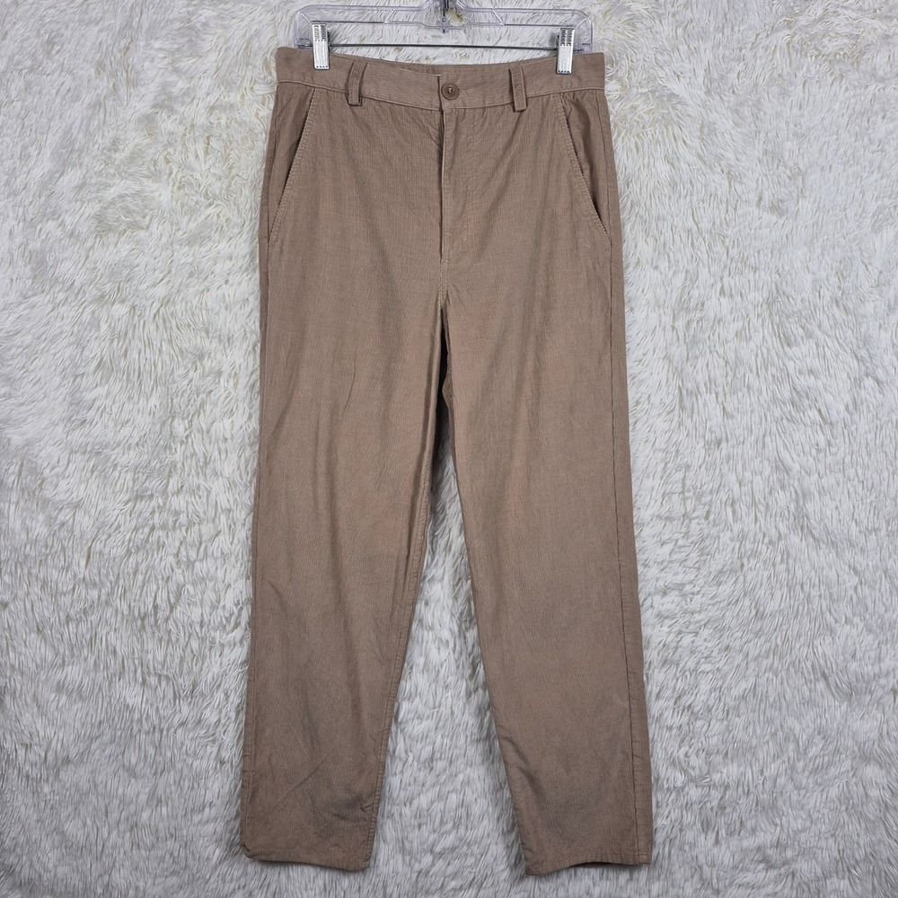 COS Womens Tan Beige Micro Corduroy Straight Leg Pants High Rise Cotton Size 6
